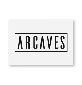 White ARCAVES Poster With Black Logo